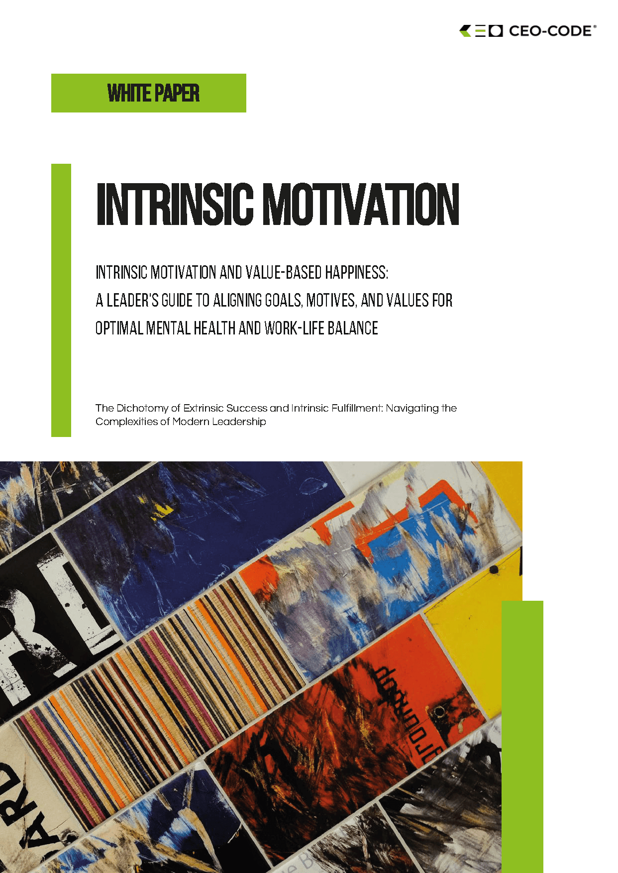 White paper cover titled 'Intrinsic Motivation' with abstract artwork at the bottom.